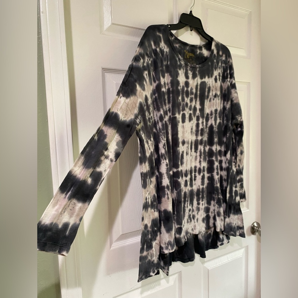Show Me Your Mumu Mellow Tunic Top Womens L Tie Dye Long Sleeve Flowy Beach - Picture 2 of 12